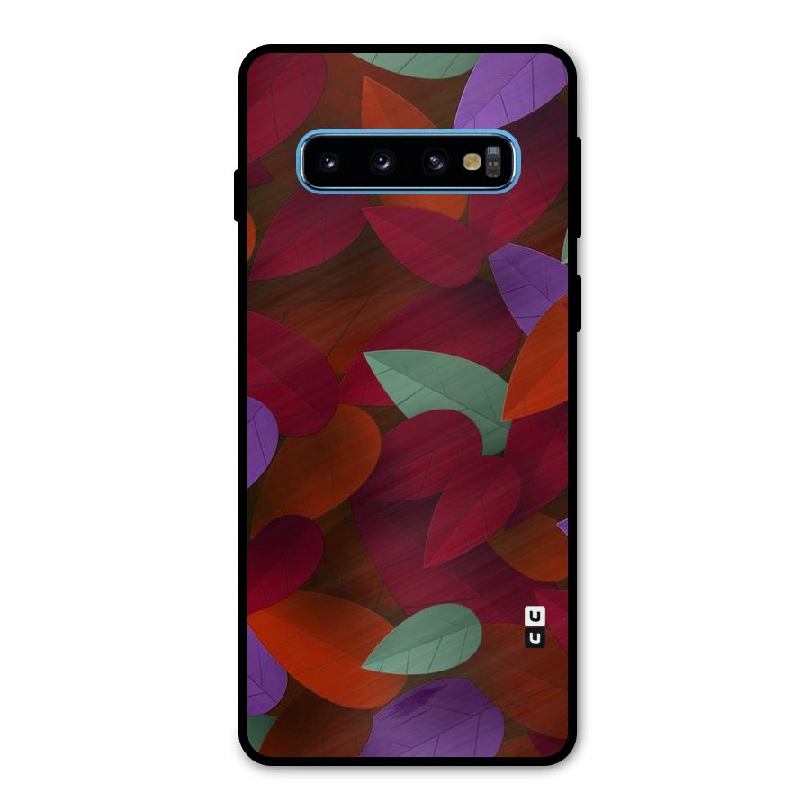 Aesthetic Colorful Leaves Metal Back Case for Galaxy S10