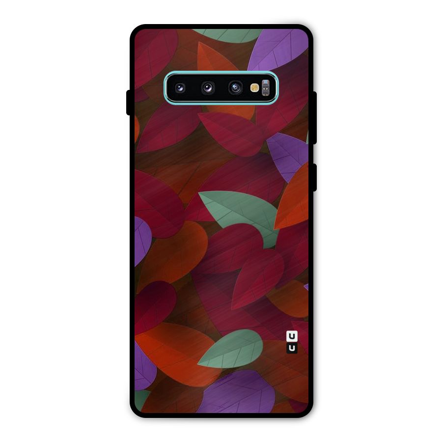 Aesthetic Colorful Leaves Metal Back Case for Galaxy S10 Plus