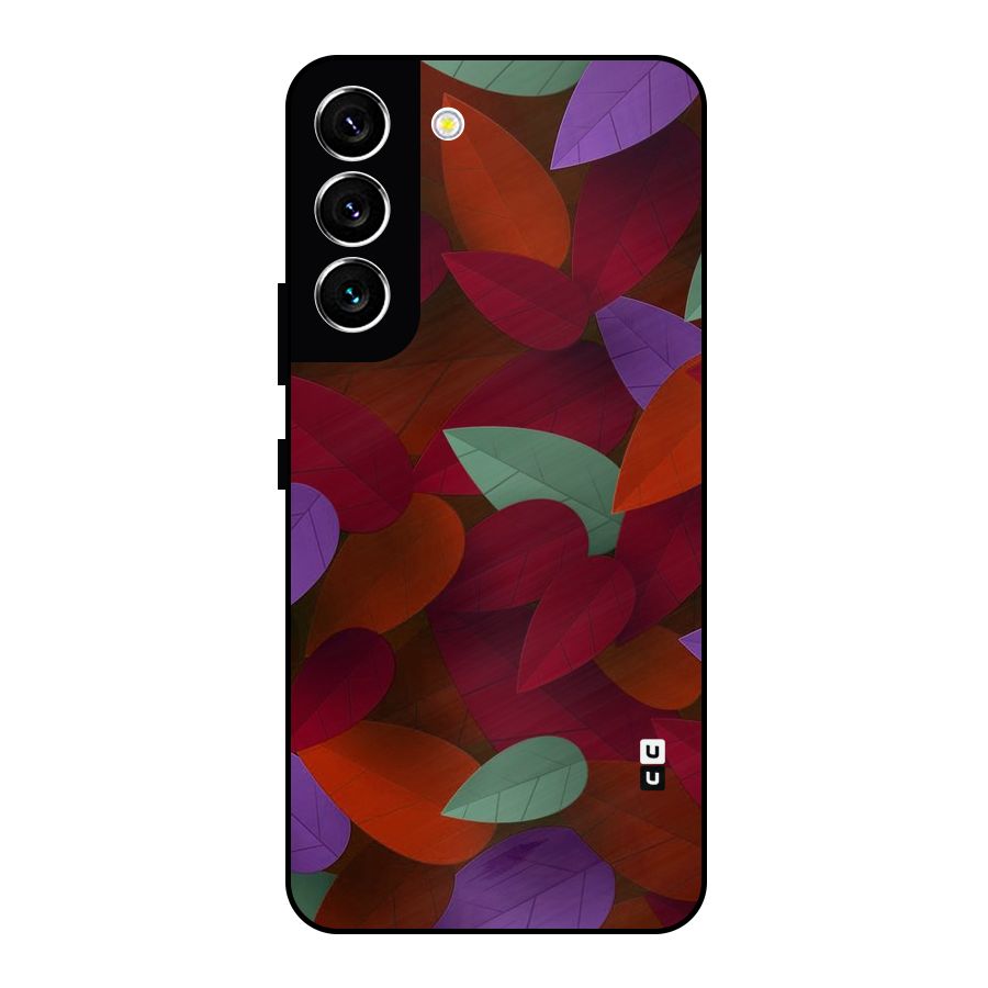 Aesthetic Colorful Leaves Metal Back Case for Galaxy S22 5G