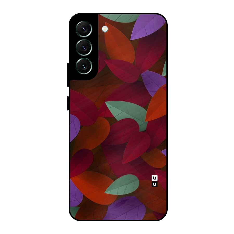 Aesthetic Colorful Leaves Metal Back Case for Galaxy S22 Plus 5G