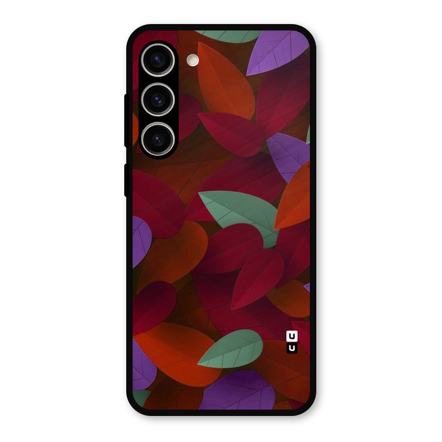 Aesthetic Colorful Leaves Metal Back Case for Galaxy S23 Plus