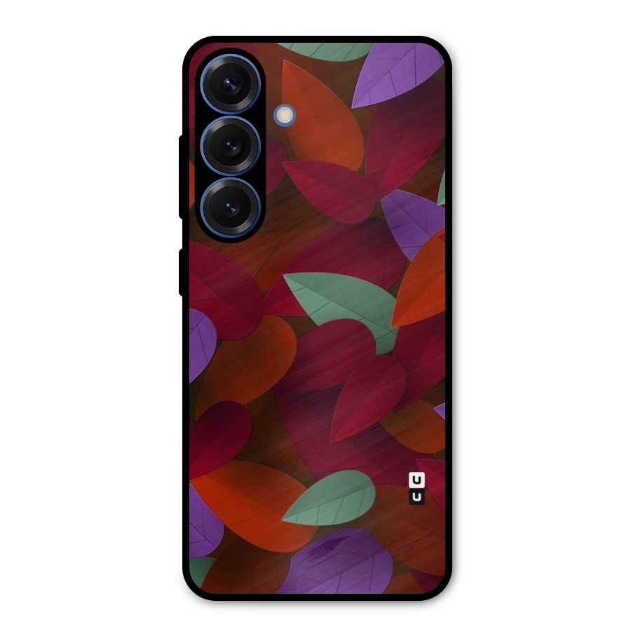 Aesthetic Colorful Leaves Metal Back Case for Galaxy S25