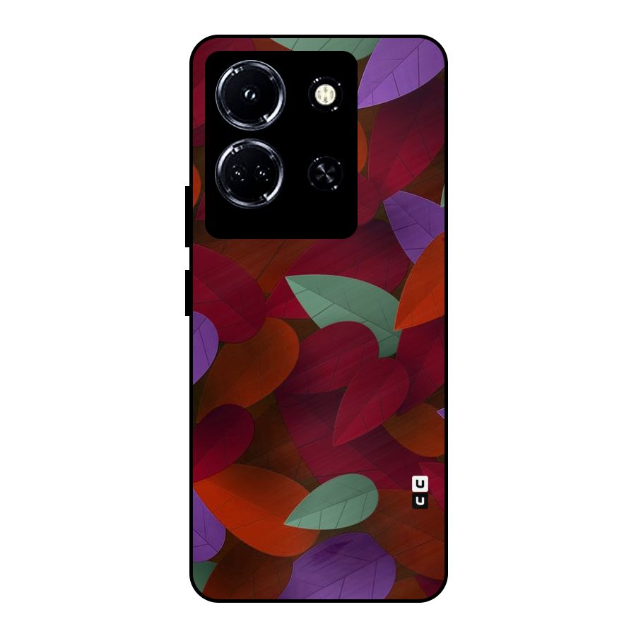 Aesthetic Colorful Leaves Metal Back Case for Infinix Note 30 5G