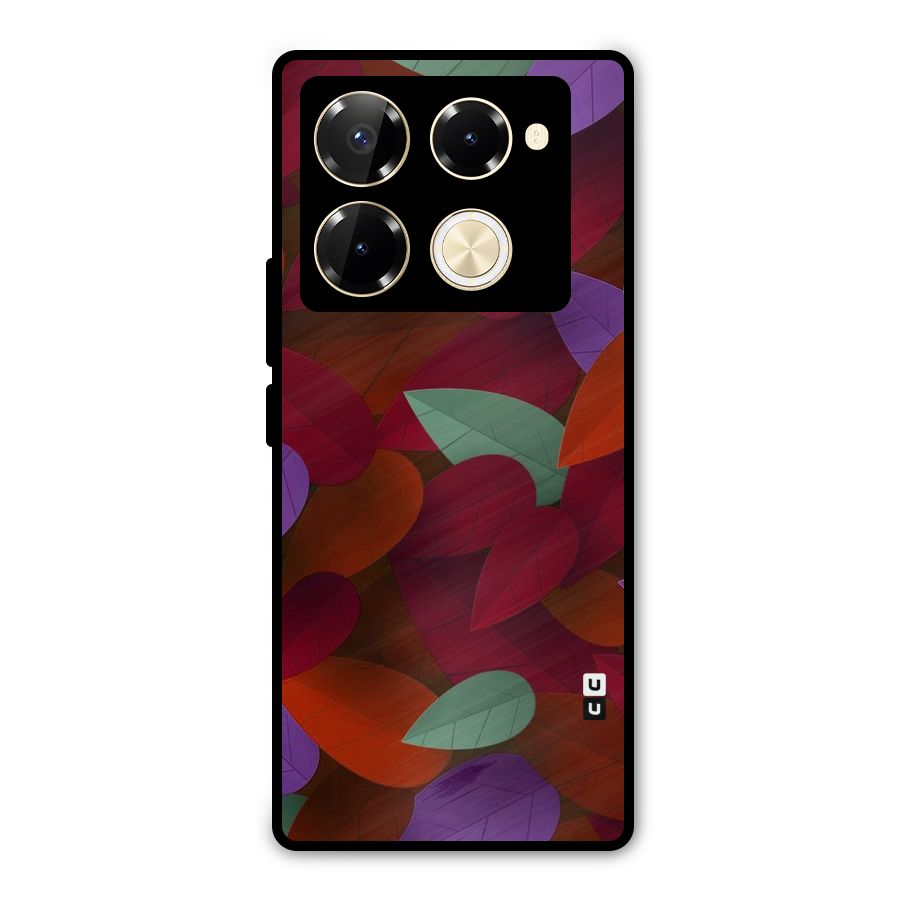 Aesthetic Colorful Leaves Metal Back Case for Infinix Note 40 Pro Plus