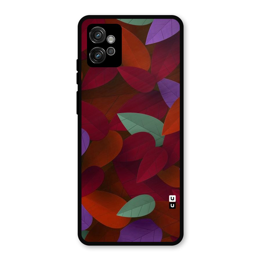 Aesthetic Colorful Leaves Metal Back Case for Moto G32
