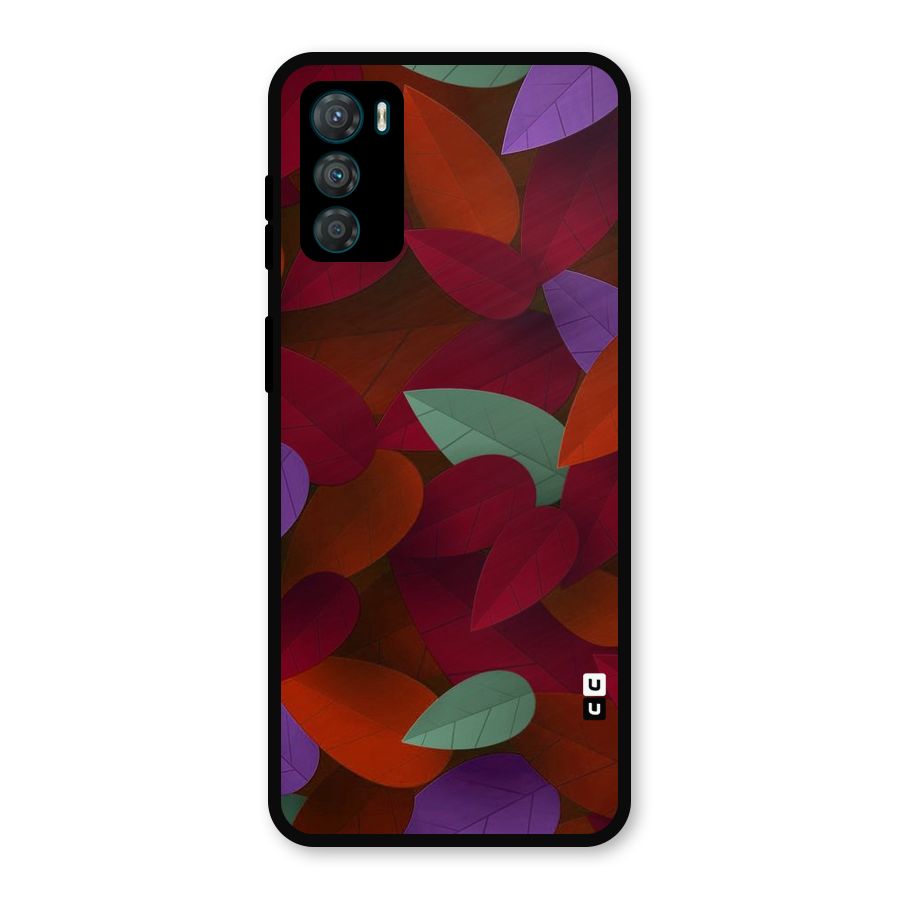Aesthetic Colorful Leaves Metal Back Case for Moto G42