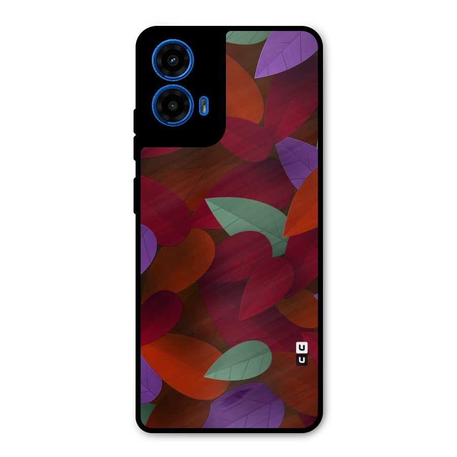 Aesthetic Colorful Leaves Metal Back Case for Moto G45