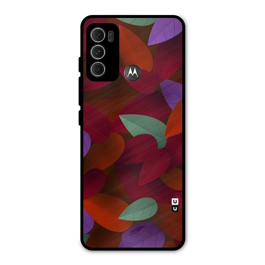 Aesthetic Colorful Leaves Metal Back Case for Moto G60