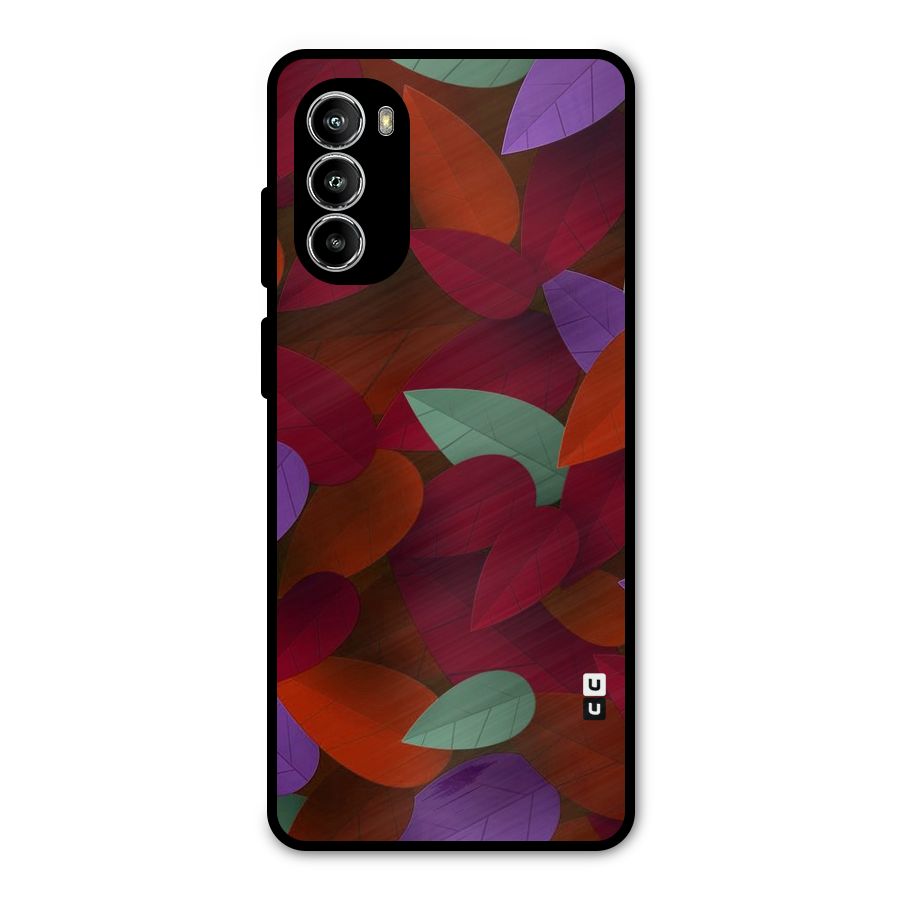 Aesthetic Colorful Leaves Metal Back Case for Moto G82