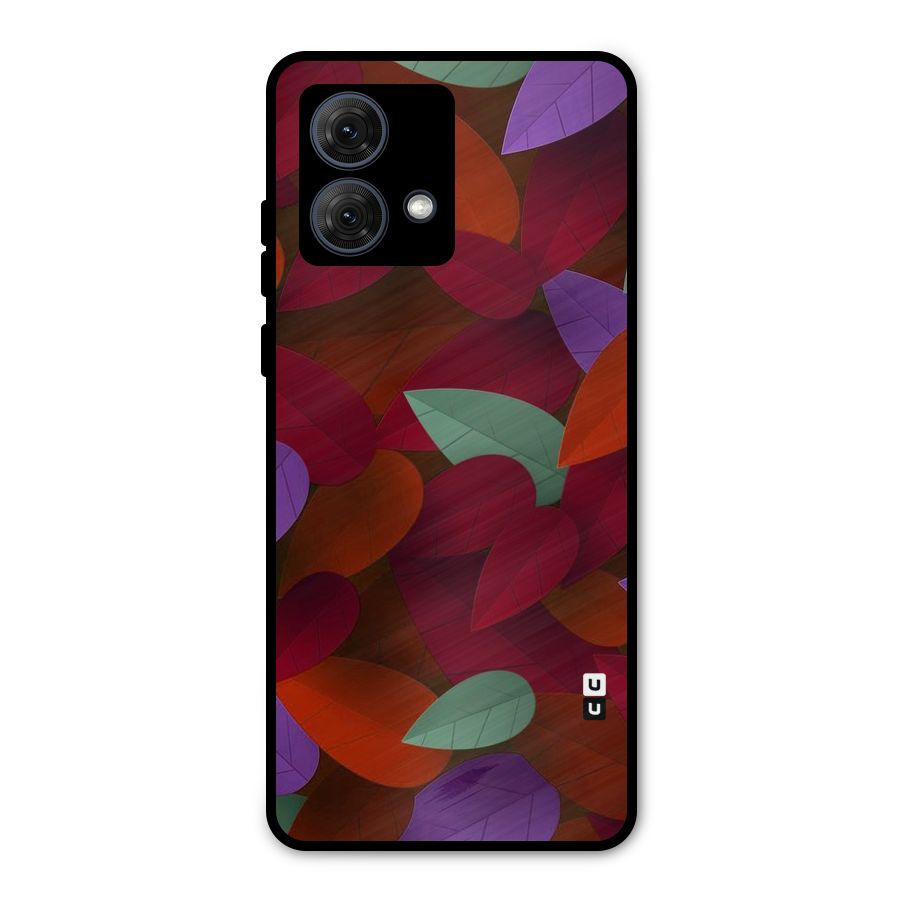 Aesthetic Colorful Leaves Metal Back Case for Moto G84