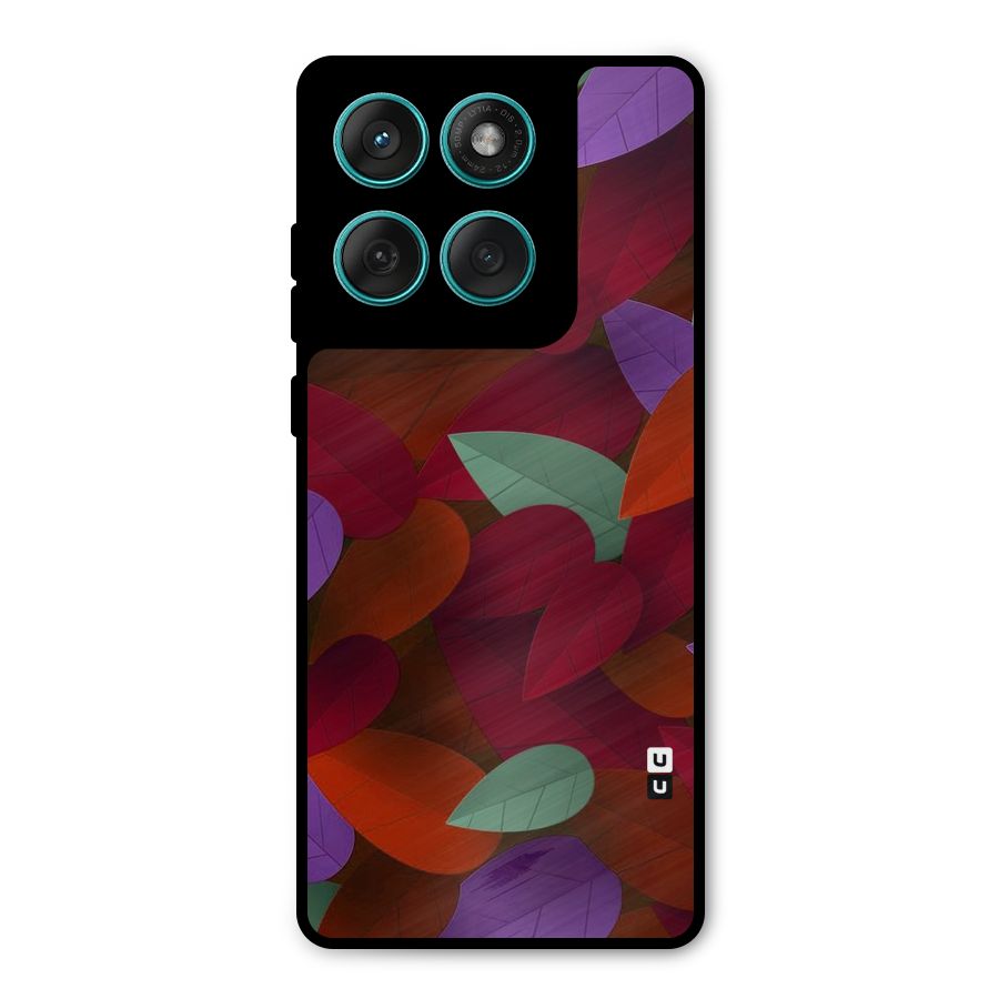 Aesthetic Colorful Leaves Metal Back Case for Motorola Edge 60 Fusion