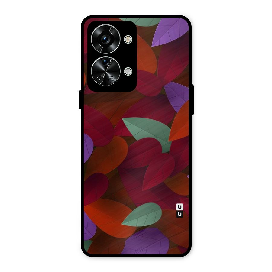 Aesthetic Colorful Leaves Metal Back Case for OnePlus Nord 2T