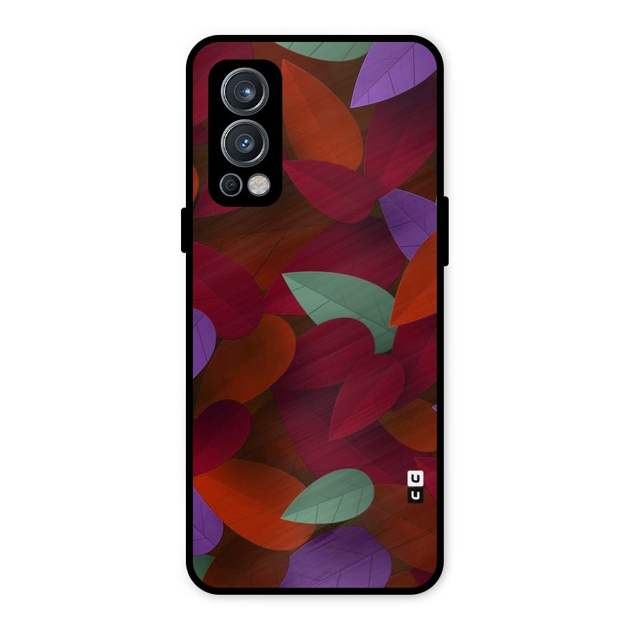 Aesthetic Colorful Leaves Metal Back Case for OnePlus Nord 2 5G