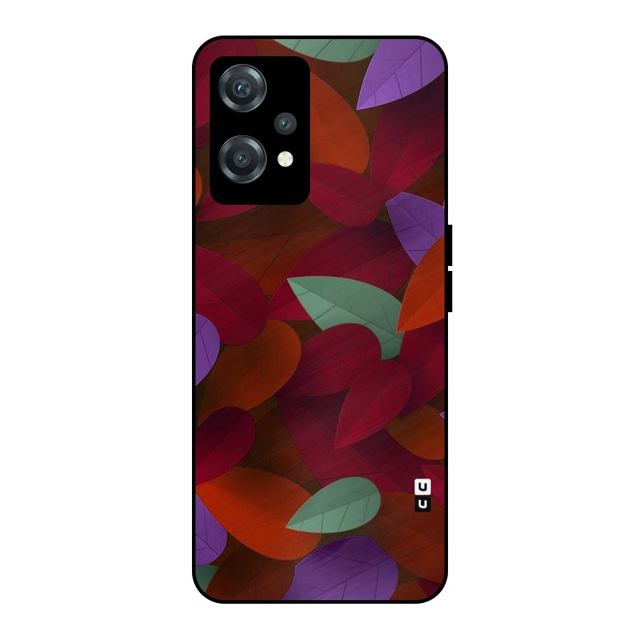 Aesthetic Colorful Leaves Metal Back Case for OnePlus Nord CE 2 Lite 5G