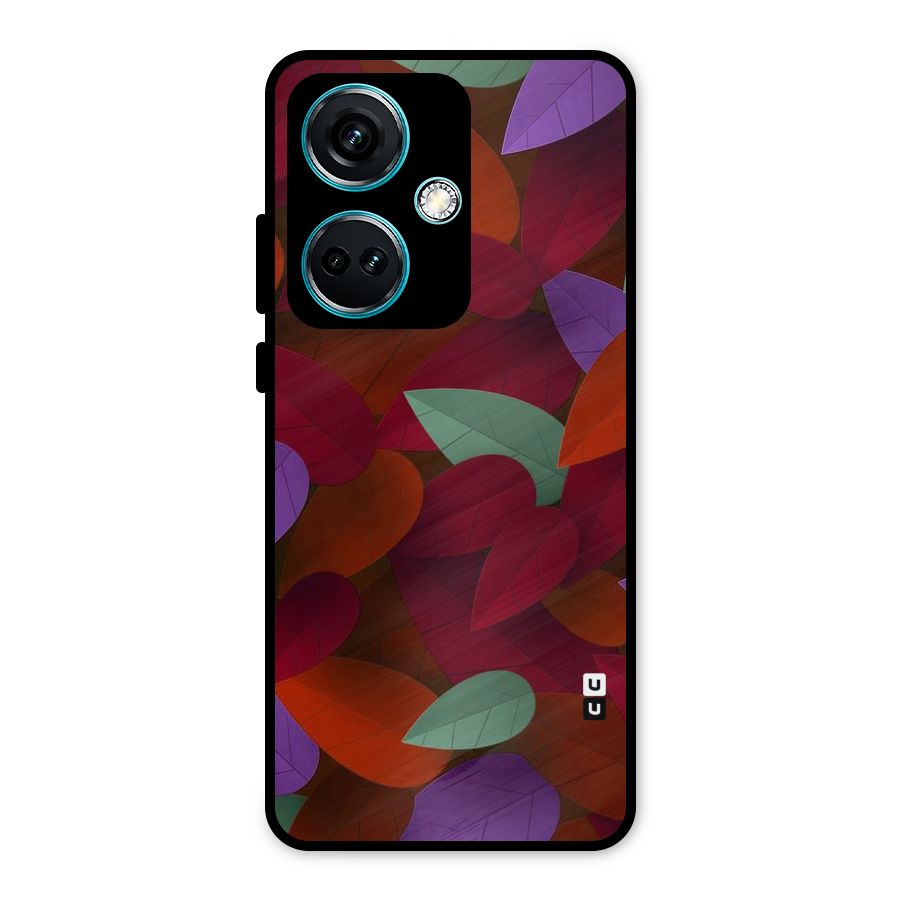 Aesthetic Colorful Leaves Metal Back Case for OnePlus Nord CE 3 5G