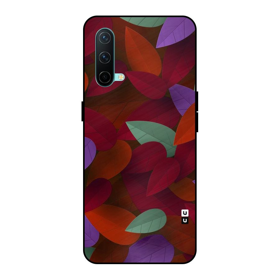 Aesthetic Colorful Leaves Metal Back Case for OnePlus Nord CE 5G