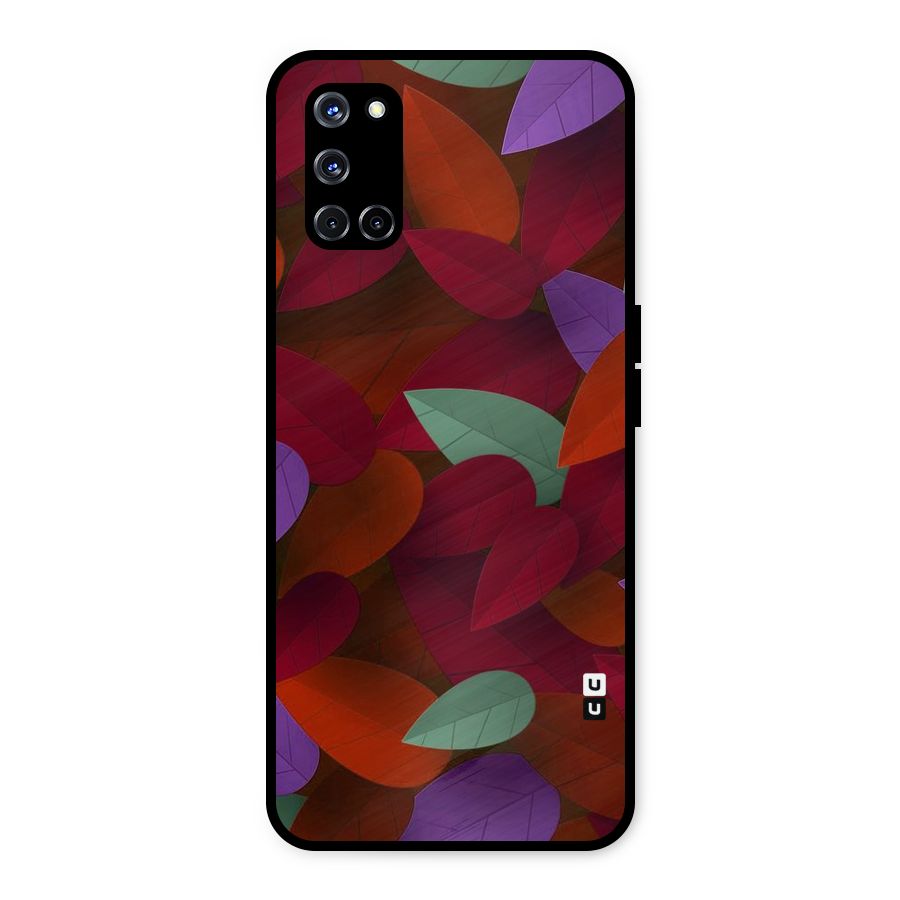 Aesthetic Colorful Leaves Metal Back Case for Oppo A52
