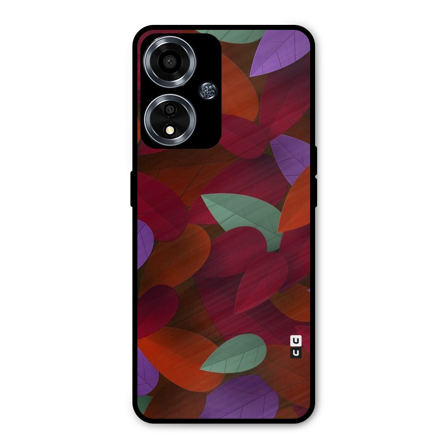 Aesthetic Colorful Leaves Metal Back Case for Oppo A59
