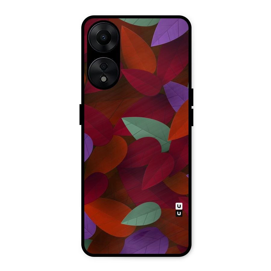 Aesthetic Colorful Leaves Metal Back Case for Oppo A78 5G