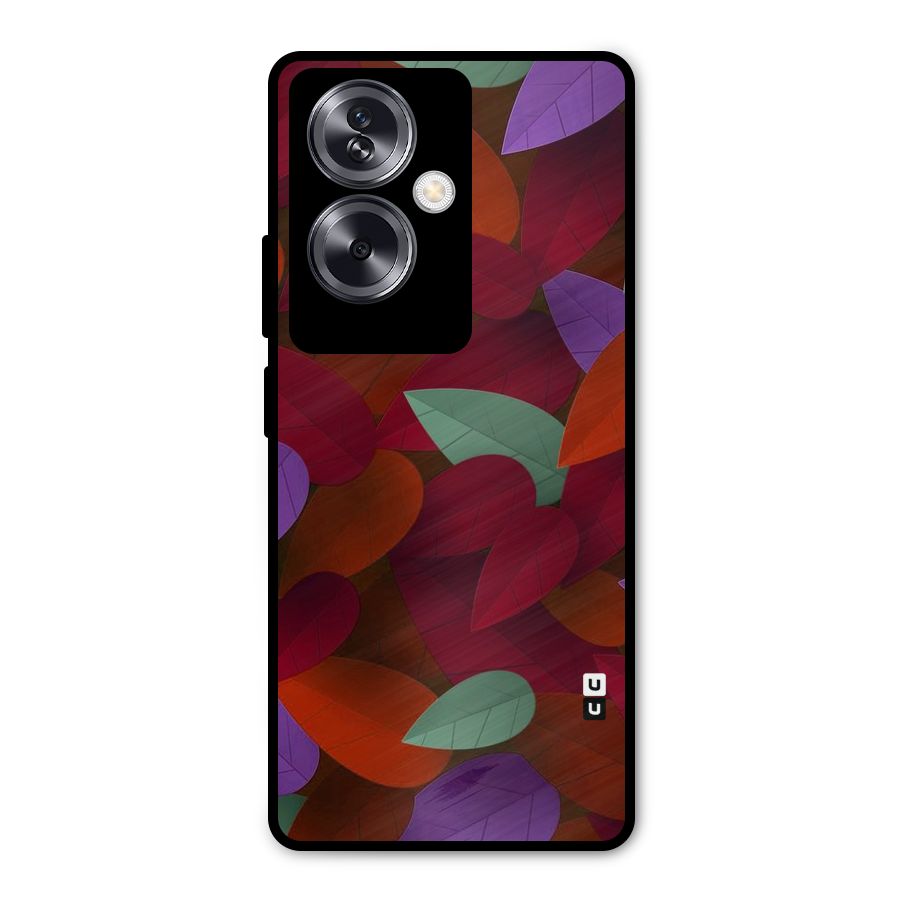 Aesthetic Colorful Leaves Metal Back Case for Oppo A79 5G