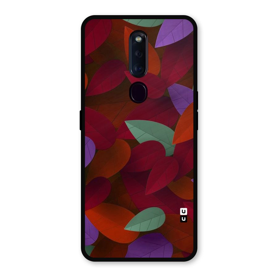 Aesthetic Colorful Leaves Metal Back Case for Oppo F11 Pro