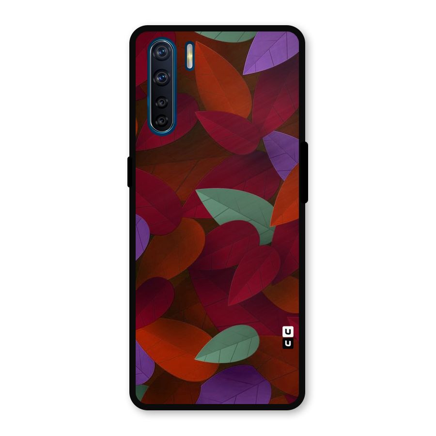 Aesthetic Colorful Leaves Metal Back Case for Oppo F15
