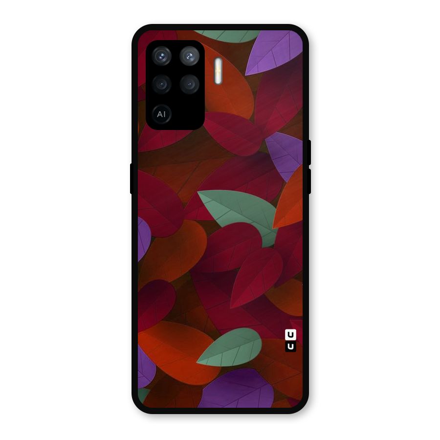 Aesthetic Colorful Leaves Metal Back Case for Oppo F19 Pro
