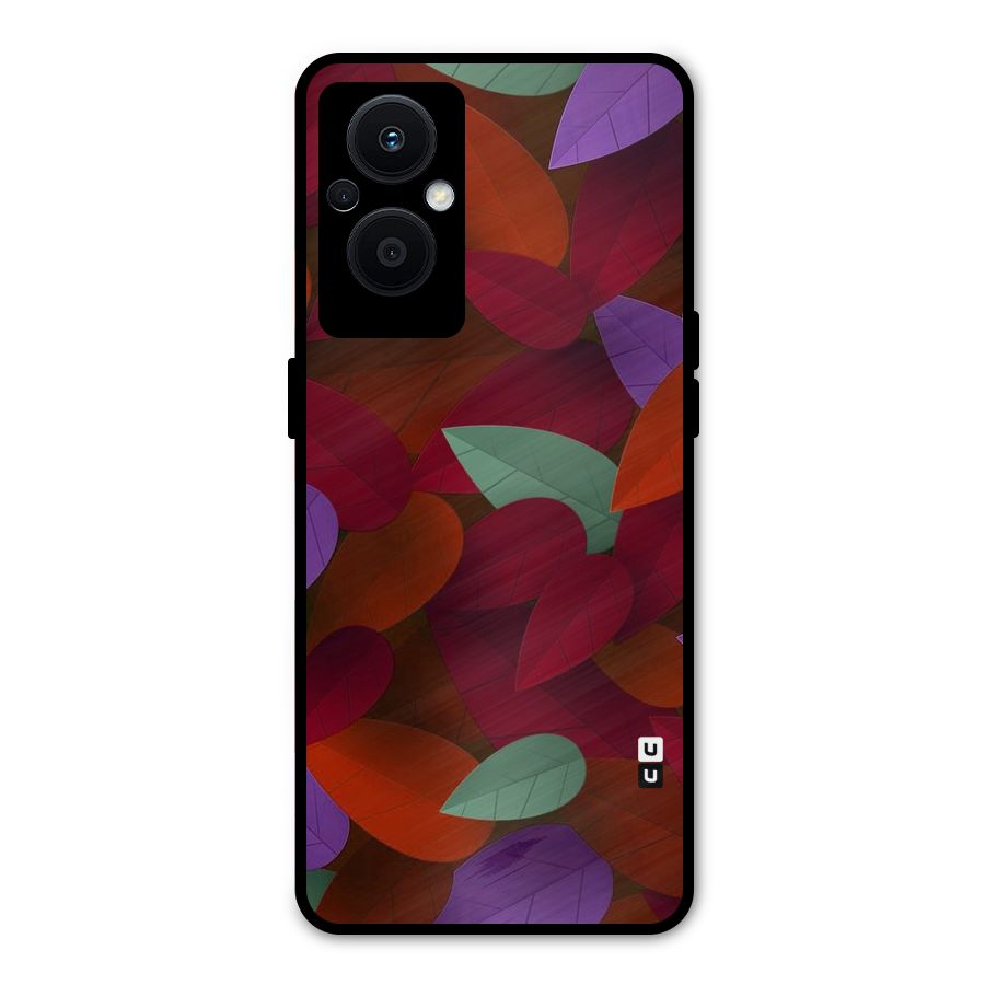 Aesthetic Colorful Leaves Metal Back Case for Oppo F21s Pro 5G
