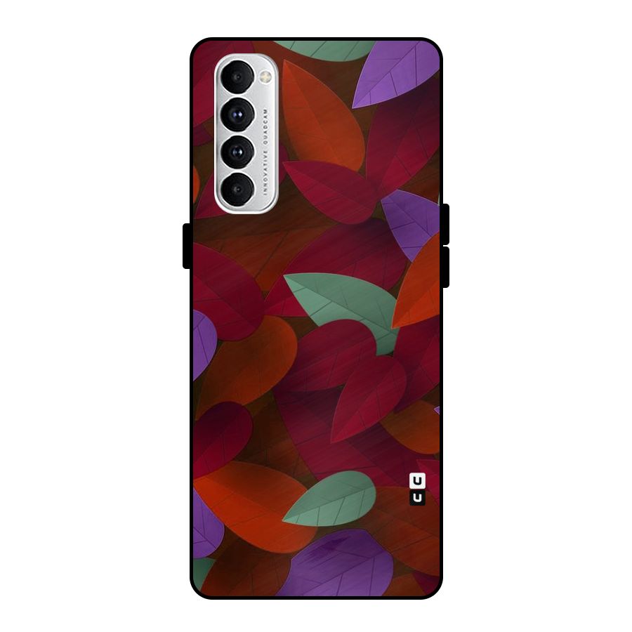 Aesthetic Colorful Leaves Metal Back Case for Oppo Reno4 Pro