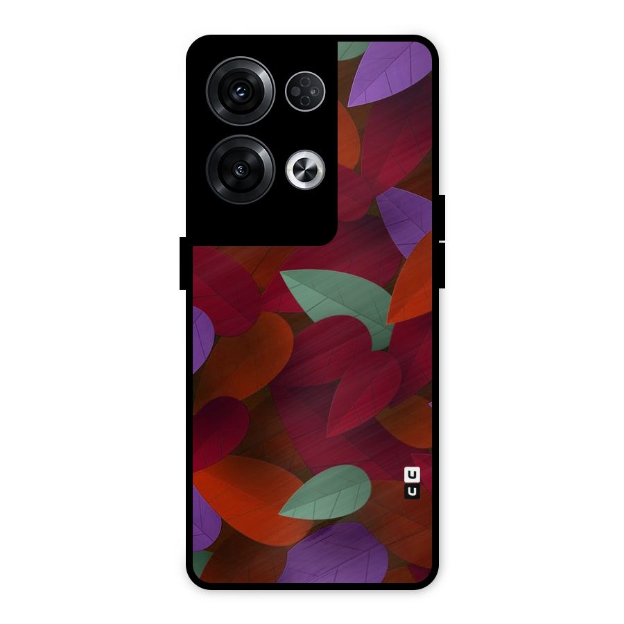 Aesthetic Colorful Leaves Metal Back Case for Oppo Reno8 Pro 5G