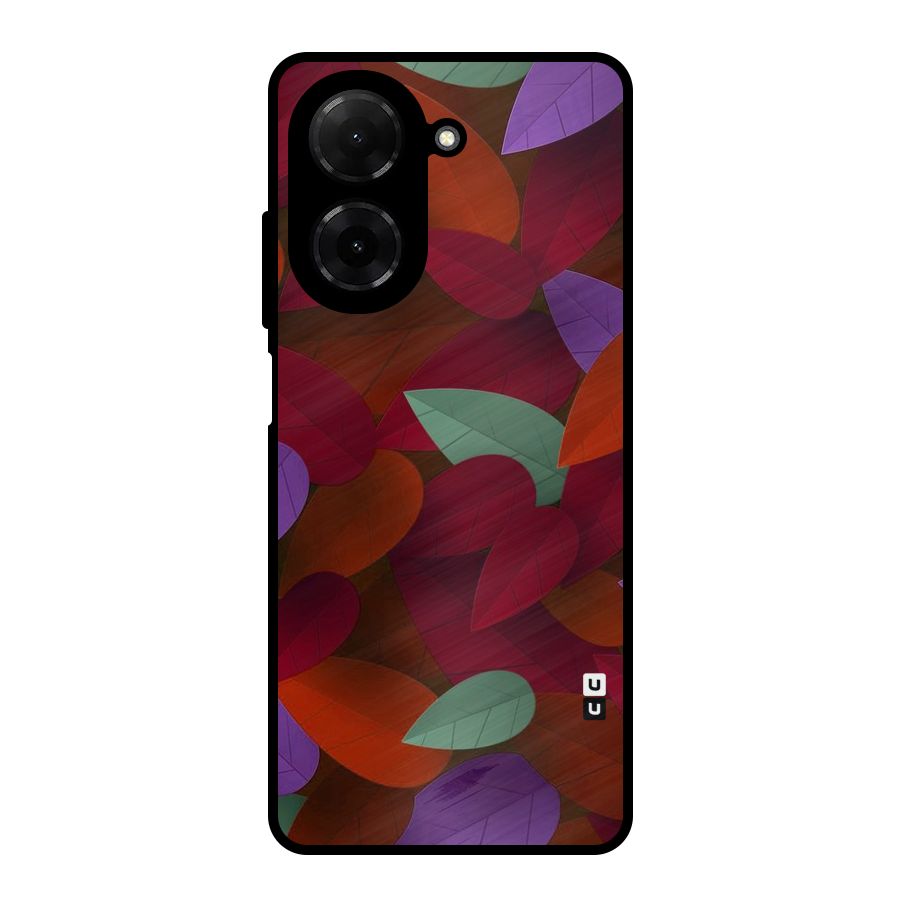Aesthetic Colorful Leaves Metal Back Case for Poco C71