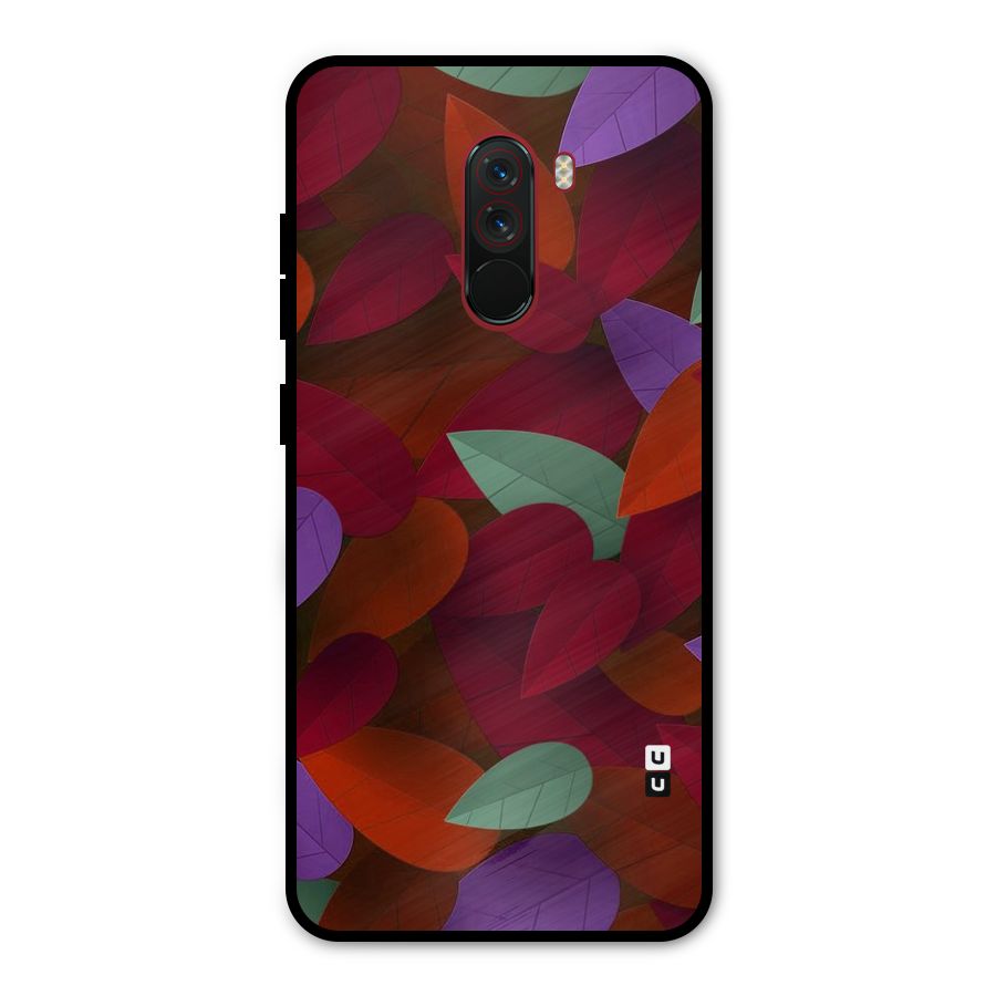 Aesthetic Colorful Leaves Metal Back Case for Poco F1