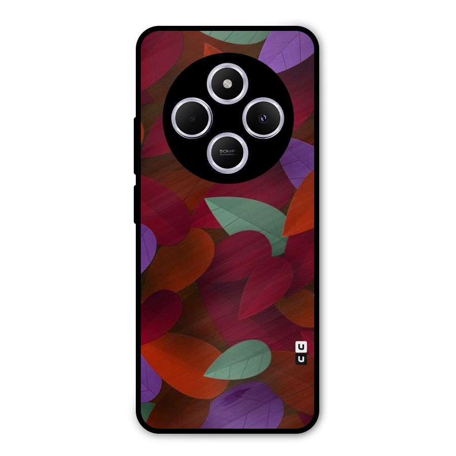Aesthetic Colorful Leaves Metal Back Case for Poco M7