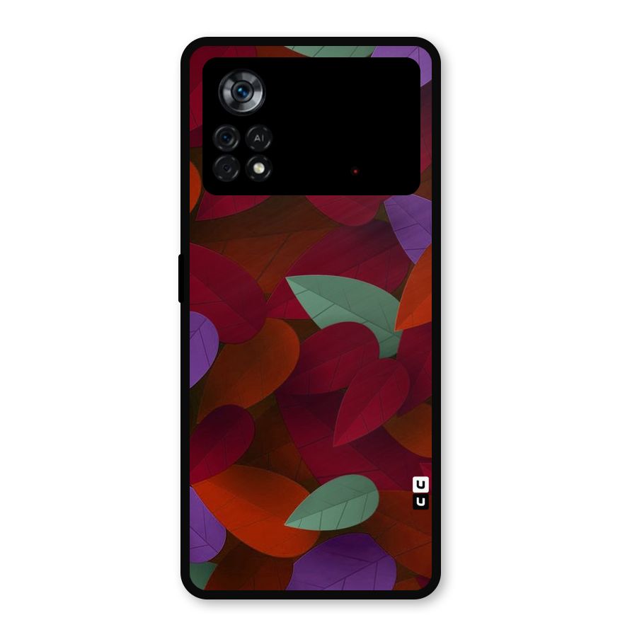 Aesthetic Colorful Leaves Metal Back Case for Poco X4 Pro 5G