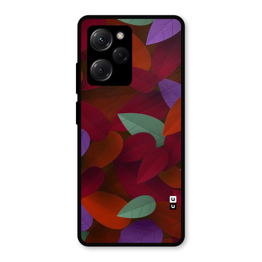 Aesthetic Colorful Leaves Metal Back Case for Poco X5 Pro