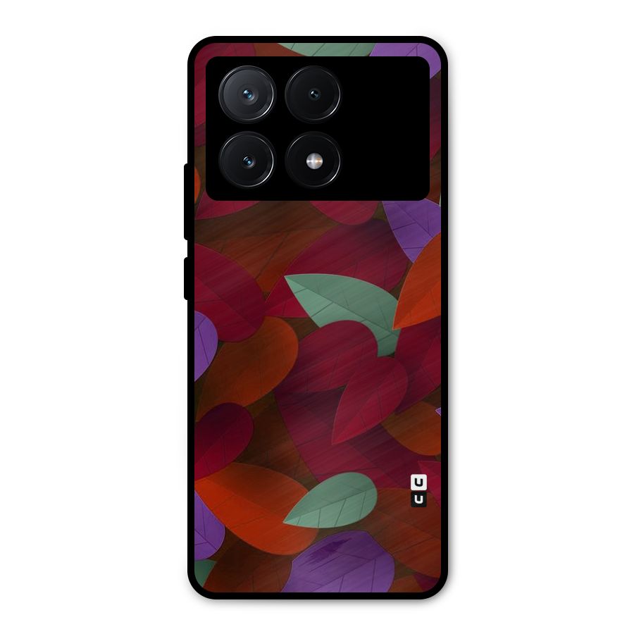 Aesthetic Colorful Leaves Metal Back Case for Poco X6 Pro