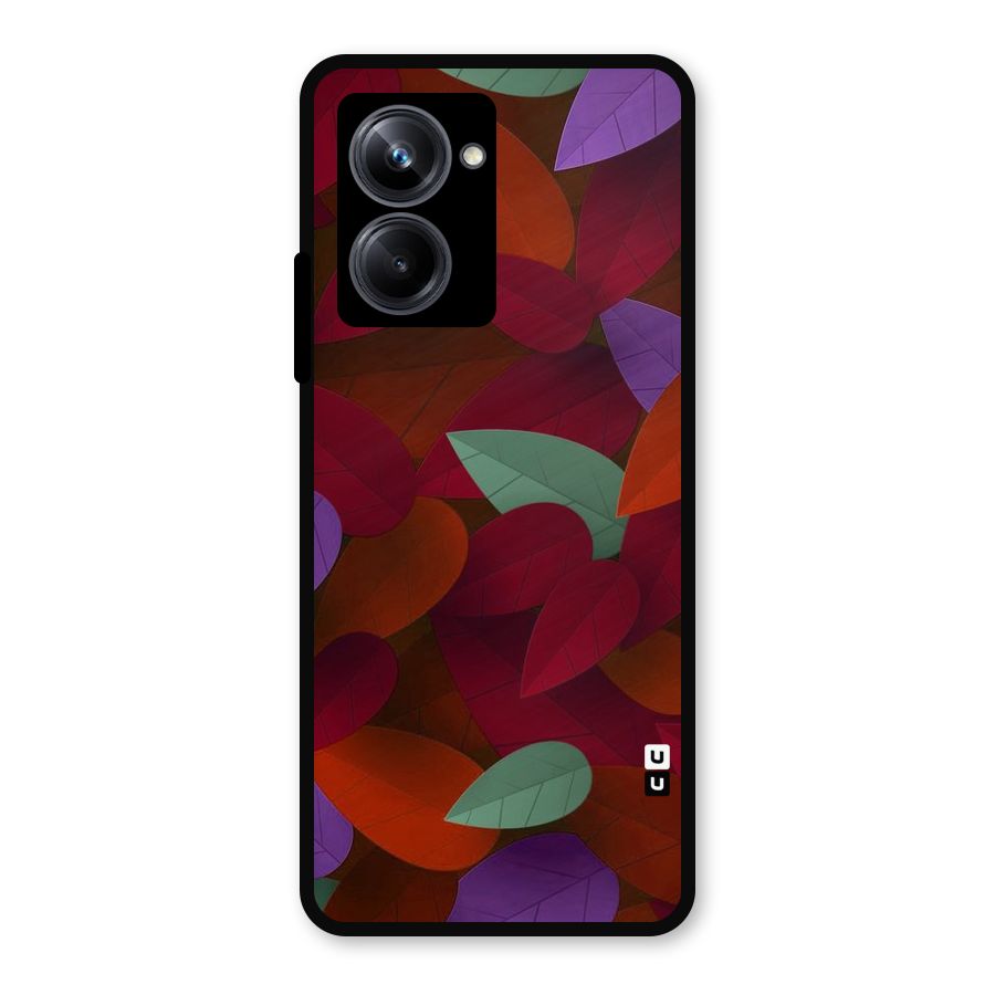 Aesthetic Colorful Leaves Metal Back Case for Realme 10 Pro