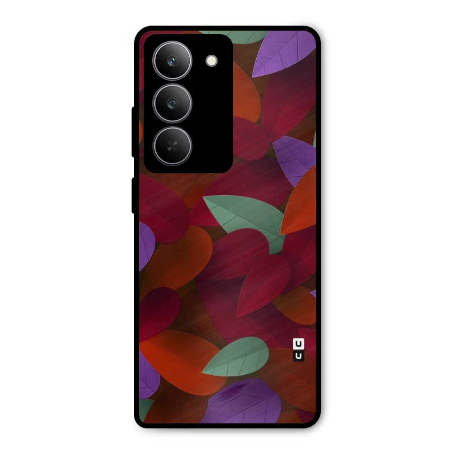 Aesthetic Colorful Leaves Metal Back Case for Realme 14x