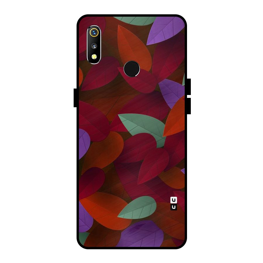 Aesthetic Colorful Leaves Metal Back Case for Realme 3i