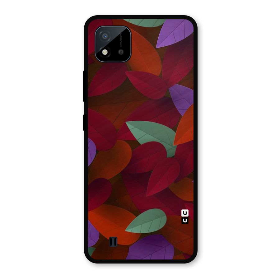 Aesthetic Colorful Leaves Metal Back Case for Realme C11 2021