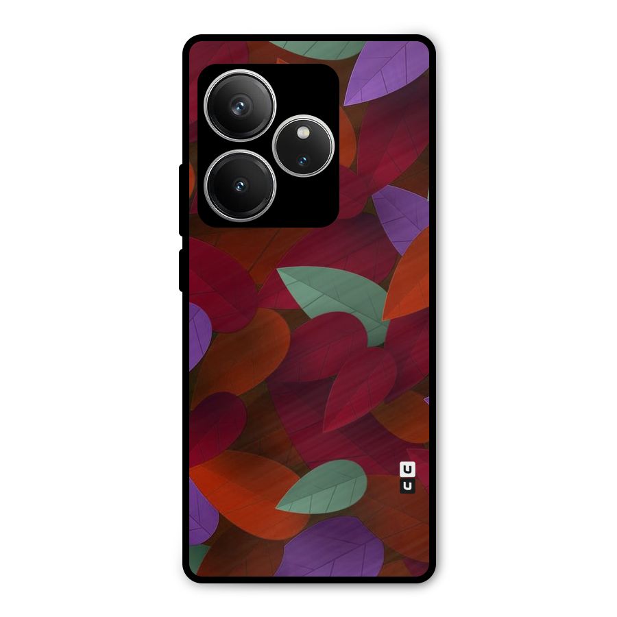 Aesthetic Colorful Leaves Metal Back Case for Realme GT 6