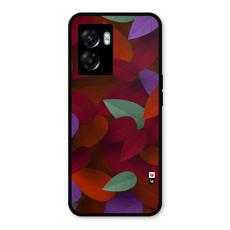 Aesthetic Colorful Leaves Metal Back Case for Realme Narzo 50 5G