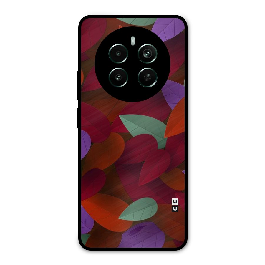 Aesthetic Colorful Leaves Metal Back Case for Realme Narzo 70 Pro