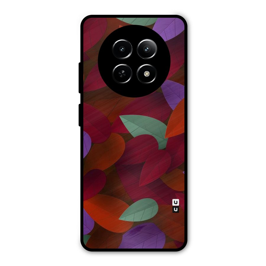 Aesthetic Colorful Leaves Metal Back Case for Realme Narzo N65