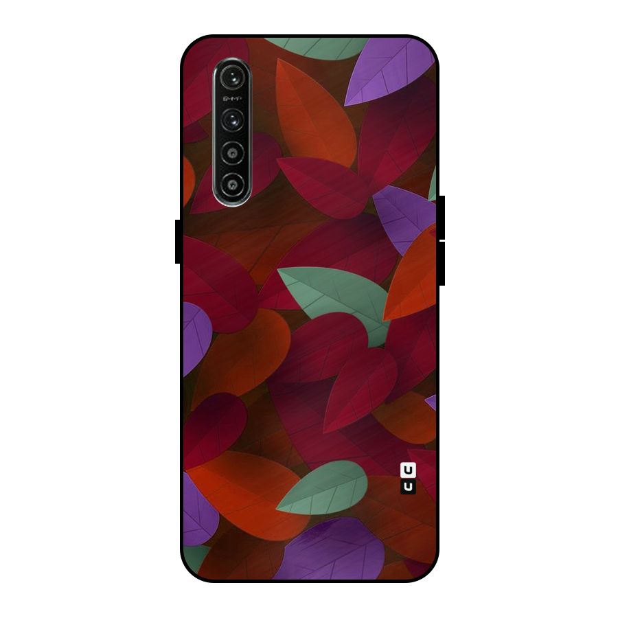 Aesthetic Colorful Leaves Metal Back Case for Realme XT