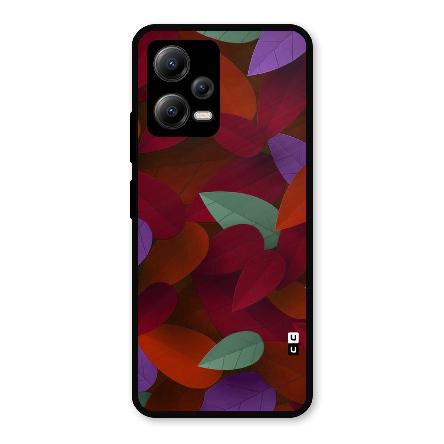 Aesthetic Colorful Leaves Metal Back Case for Redmi Note 12 5G