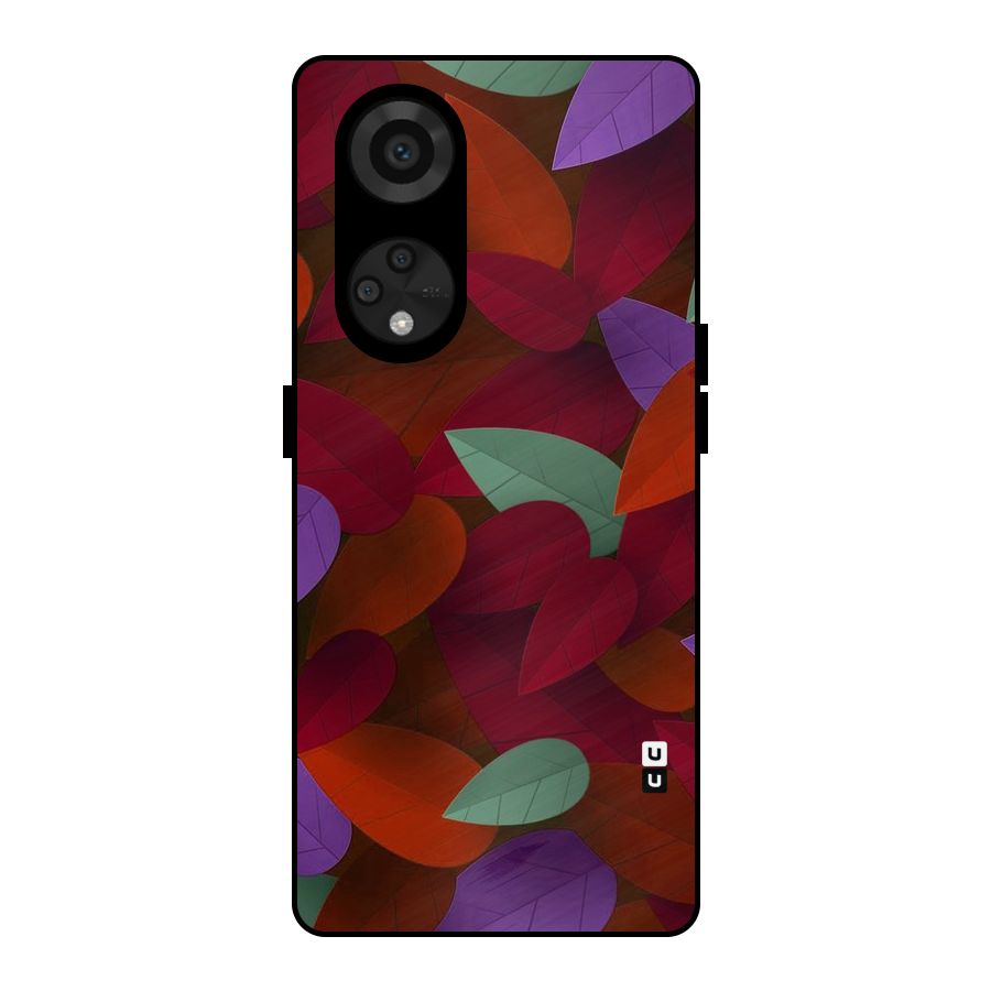 Aesthetic Colorful Leaves Metal Back Case for Reno8 T 5G