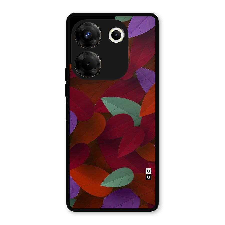 Aesthetic Colorful Leaves Metal Back Case for Tecno Camon 20 Pro