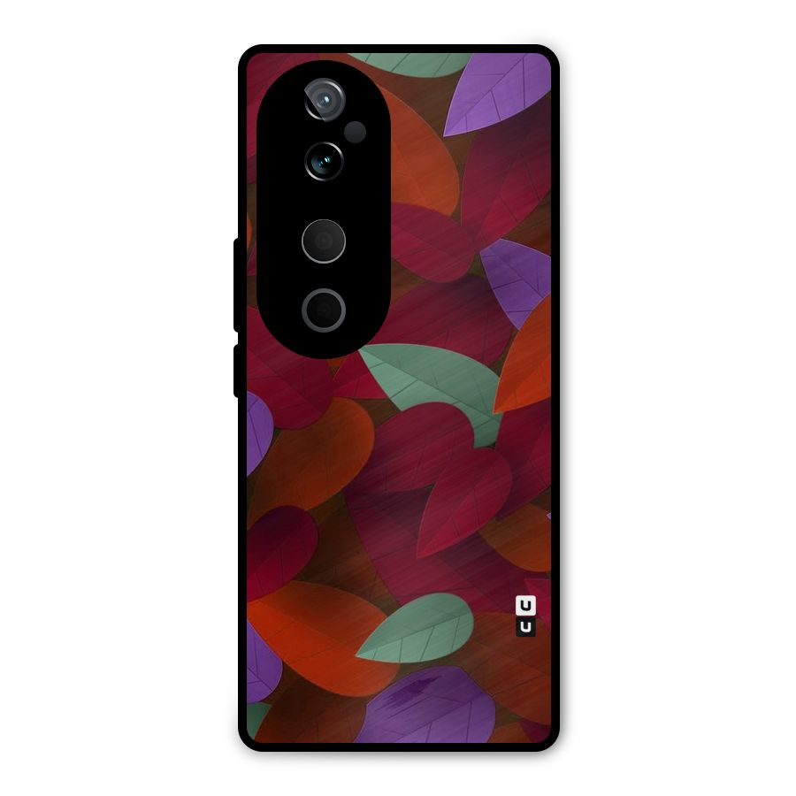 Aesthetic Colorful Leaves Metal Back Case for Vivo T3 Ultra