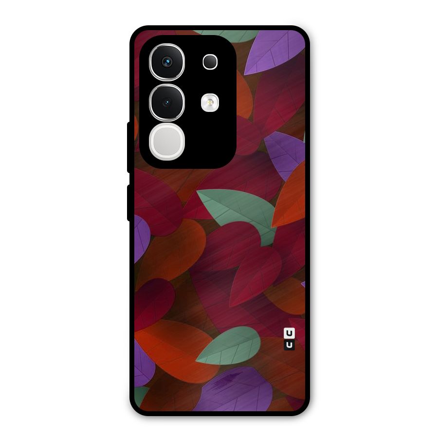 Aesthetic Colorful Leaves Metal Back Case for Vivo T4x